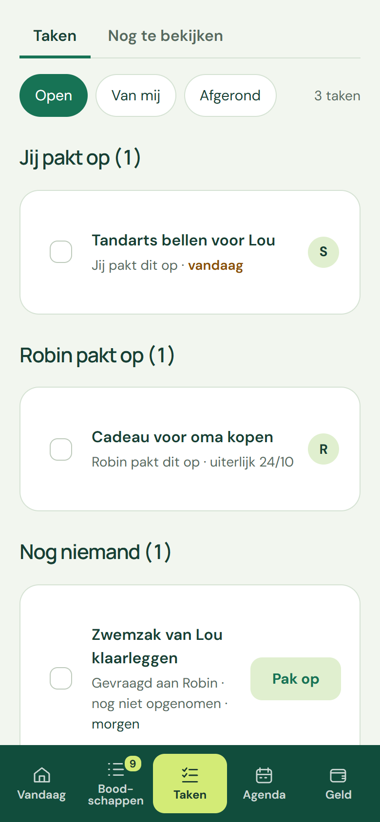 Taken: wie pakt wat op, en wat aan wie gevraagd is.
