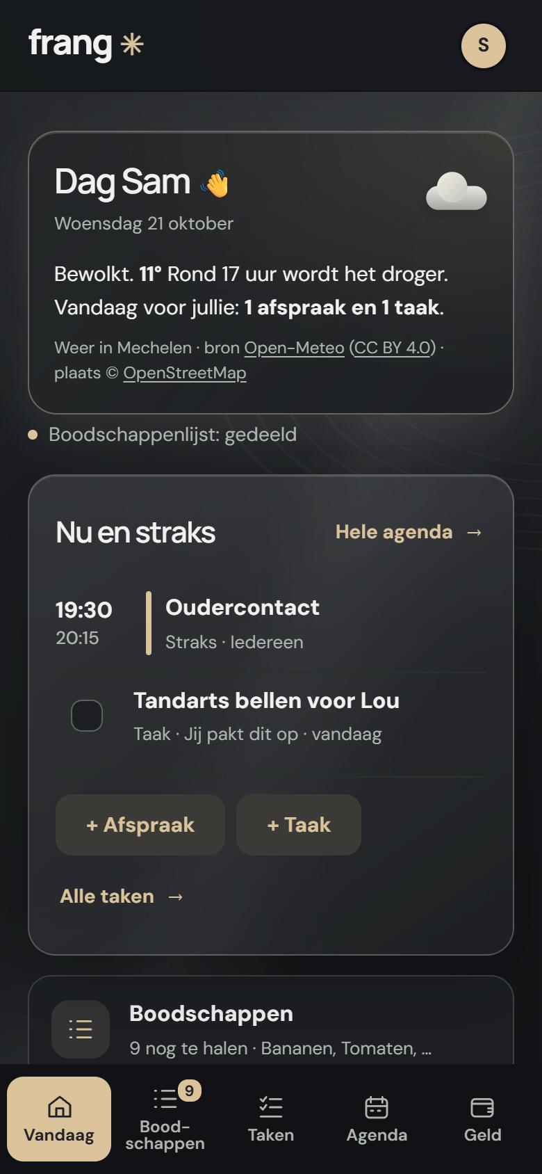 Vandaag in de donkere stijl Antraciet.